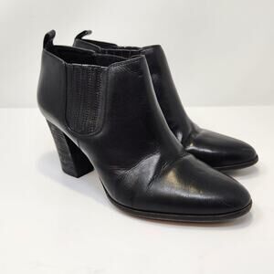 Michael Kors Women Thea Chelsea Black Leather Ankle Boots Size 9.5 M Heeled